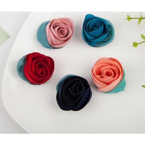 30pcs/lot Rose Bud Flower with leaves DIY Hair Accessories Rosette Flower hair accessories Flower Buds Invitation Flowers