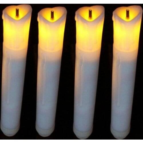 36pcs Battery Operated 6.5"(H) Burnt wick melted dip candle Drip Ivory LED Taper tealight Wedding Home Church Party Decor 15.5CM