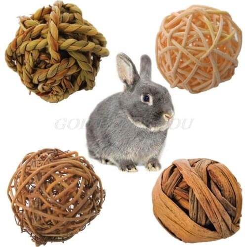 4Pcs Natural Small Animal Activity Chew Toys Rabbits Bird Parrot Play Rattan Balls Drop Shipping