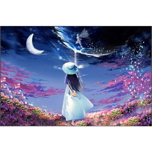 5D DIY Diamond Painting Beautiful Girl Under Blue Sky Diamond Emboidery Full Cross Stitch full Rhinestone Mosaic Home Decor Gift