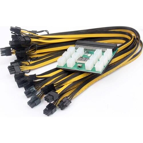 Breakout Board Adapter 12pcs 6P Male to (6+2)8P Male Power Cable 12V PCI-E Power Supply Circuitboard For HP GPU Mining Ethereum