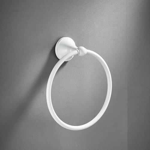 White Round Towel Ring Bathroom Round Antique Brushed Old Towel Rack Towel Hanging Ring