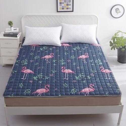 Machine Washable Mattress Cover Fiber Printing Bedding Protective Cover Mattress Skidproof Protection Pad Add elastic band #s