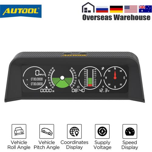 Autool X90 Digital Slope Meter Car Speedmeter Inclinometer PMH KMH HUD GPS Head Up Display Compass Pitch Tilt Angle Protractor