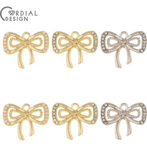 Cordial Design 100Pcs 17*21MM Rhinestone Pendants/Bowknot Shape/Jewelry Accessories/DIY/Jewelry Finding & Components/Hand Made