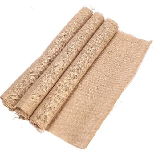 48 X 100cm Nature Hemp Fabric Burlap Ribbon Christmas Wedding Party Decoration Vintage Handicraft Sewing Fabric DIY Table Runner