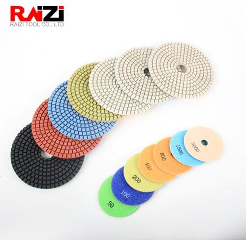 Raizi 4 inch/100 mm factory price diamond granite polishing pads 7 step wet granite sanding disc