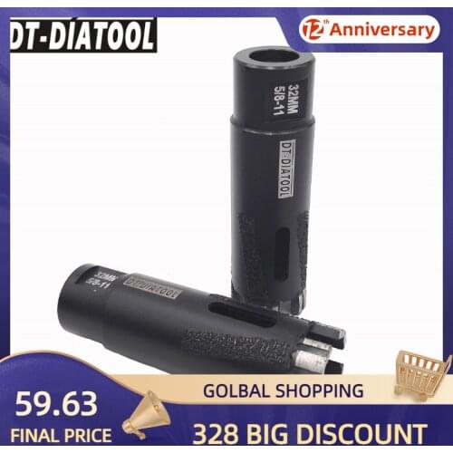 DT-DIATOOL 2pcs 5/8-11 Thread Dia 32mm Laser Welded Turbo Segments Diamond Dry Drilling Core Bits Hard Granite Marble Hole Saw