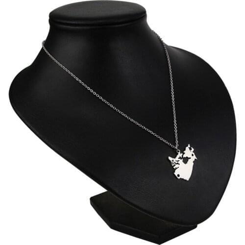 European And American Ornaments Stainless Steel Canadian Map Necklace