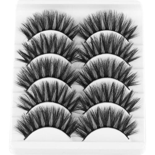 Hot Sale 5 pairs eyelashes 3d mink lashes natural long 1 box mink eyelashes 1cm-1.5cm 3d false eyelashes full strip lashes