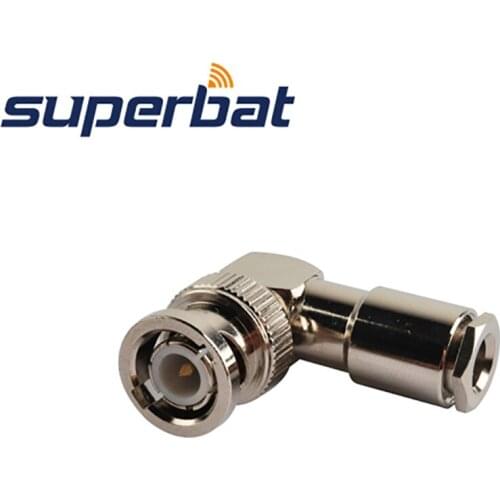 Superbat BNC Clamp Male Plug Right Angle RF Coaxial Connector for Cable LMR195 RG58 RG142 RG400
