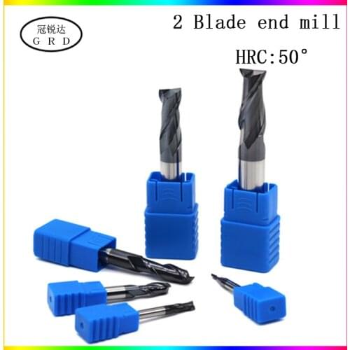 HRC50 2 flute tungsten steel end milling cutter 1mm~20mm 4mm 6mm 8mm 10mm 12mm cnc fixture cutting milling cutters 1.5mm tool