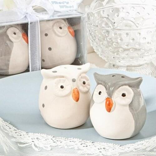 Creative Gifts Wedding Gifts Gifts Ceramic Gray White Owl Spice Pot Pepper Bottle (1 set = 2 pieces) Party Gifts