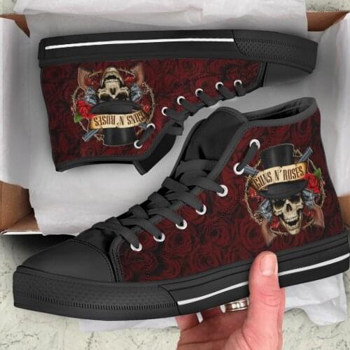 GUNS N ROSE Heavy Metal Rock Band Classic Fashion Lightweight High Top Cloth Shoes Men Women Casual Shoes Breathable Sneakers