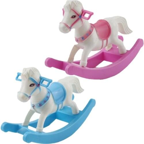 Mini Small Plastic Rocking Horse Model Baby Shower Party Favor Dolls Balance House Decoration Pretend Play House Toys N0HD
