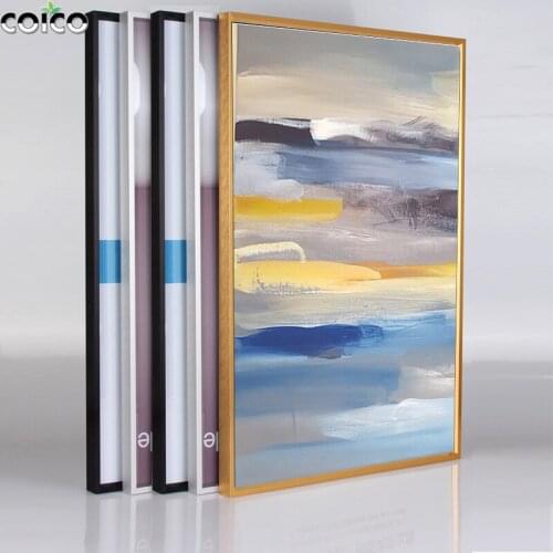 Metal Picture Photo Frame with Oil Painting on Canvas Blue Pink Yellow Wall Art Abstract Poster Living Room Decor Print Prints
