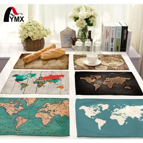 42*32cm Fashion World Map Printed Table Napkins for Wedding Party Table Cloth Polyester Dinner Napkin Home Textile