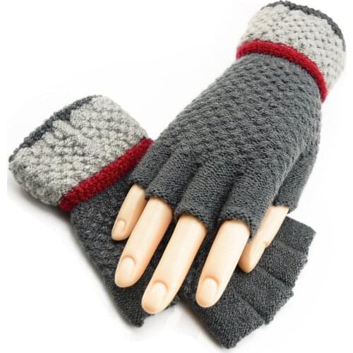 Fashion Unisex Half Finger Knit Touch Phone Screen Gloves Fashion Autumn Winter Men/Women Student Warm Knit Solid Gloves A55