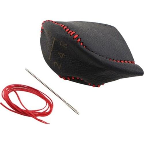 My Good Car Leather Car Gear Head Shift Knob Cover Gear Shift Handle Ball Collars for Ford C-Max Cmax 2011-2017 MT Accessories