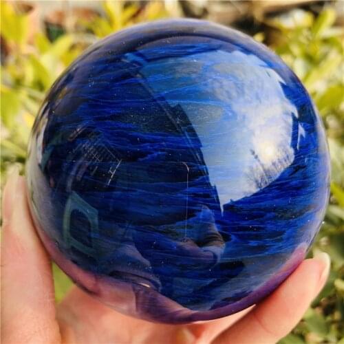Natural Crystal Ball Rock Quartz Stone Melt Bluestone Feng Shui Energy Ball Healing Reiki Decoration
