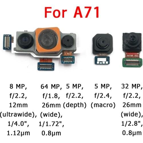 Original Front Back Rear Camera For Samsung Galaxy A71 A715 Main Facing Camera Module Flex Cable Replacement Spare Parts