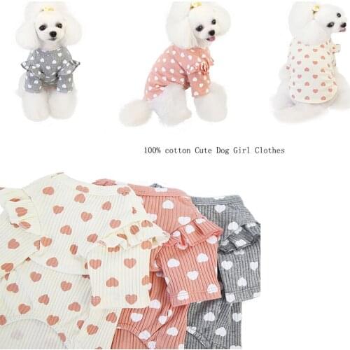 Cute Girl Dog Dress Wholesale Pet Princces Dresses Dog Clothes Heart Print Pets Puppy Dresses For Small Chihuahua Clothes
