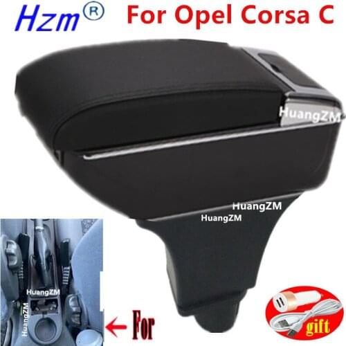 For Opel Corsa c Armrest Box For Opel Corsa C Car Armrest Storage Box Central Storage Container with USB LED