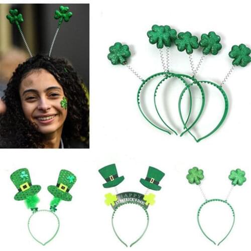 Saint Patrick Headband Ireland Clover Green Bow Cartoon Hat Girls Kids Sequin St. Patrick 's Day Hairband Party Hair Access