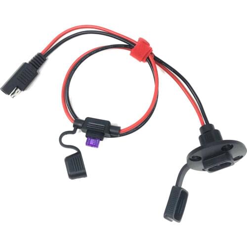 DIY SAE Socket Sidewall Port Waterproof SAE Quick Connect Solar Panel Mount 16AWG SAE Cable for Solar Generator Battery Charger