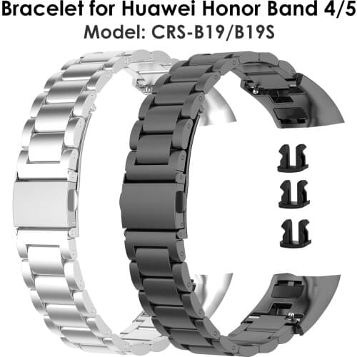 Honor Band 5 Stainless Steel Watchband Bracelet Straps for Huawei Honor Band 4 Wristband Black Silver Metal CRS-B19 CRS-B19S