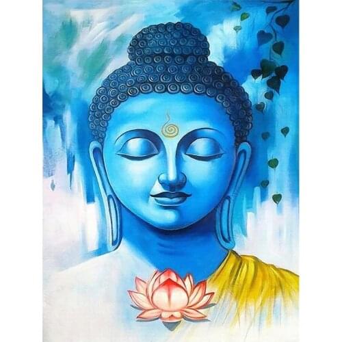 Buddha Statue Diamond Painting Religion Portrait Round Full Drill Buddhism DIY Mosaic Embroidery 5D Cross Stitch Home Decor Gift