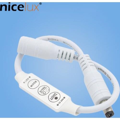 DC12-24V 3-Button Mini LED Monotone Light-Controller 6A With Male Female DC Connector For 5050/3528 Monochrome LED Strip