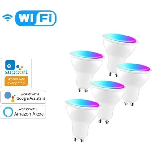 Wifi Smart Gu10 LED Light Bulb 4W RGB+CCT Color Dimmable EWeLink APP Remote Control Timing Voice Work With Alexa Google Home