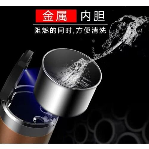 High-quality Car stainless steel liner LED ashtray with car logo For H-yundai Sonata Elantra Tucson Creta I30 Ix35 I40 IX25 IX20