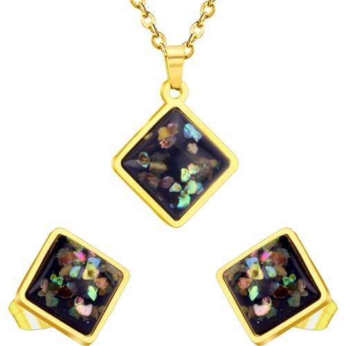 LUXUKISSKIDS Gold Stainless Steel Jewelry Sets Crystal Earrings Pendant Necklace Wedding Bridal African Dubai Jewelry set