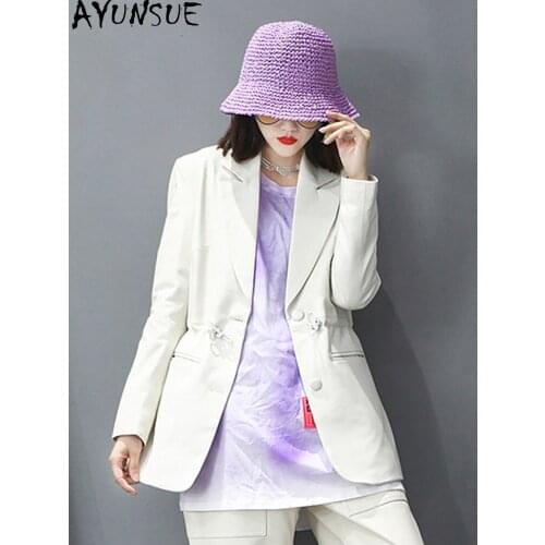 AYUNSUE 2021 Spring Autumn Leather Jacket Women White Laides Real Sheepskin Coat Korean Style Women Clothing Chaquetas De Mujer