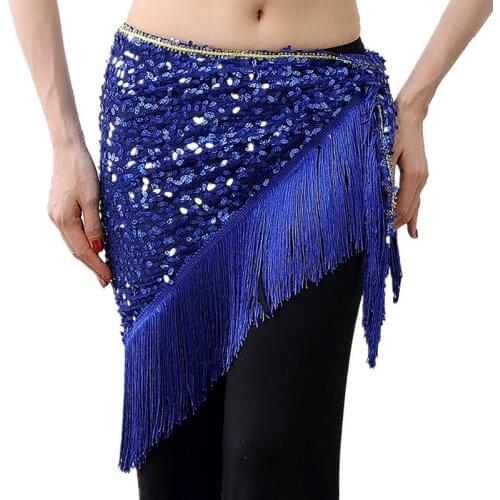 16 Colors Belly Dance Clothes Accessories Long Tassel Triangle Belts Belly Dance Hip Scarf Sequin Hip Belt for Women