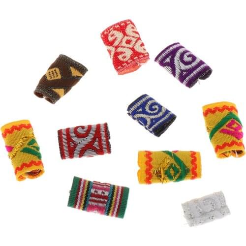 10Pcs Beads Hair Jewelries Braid Decor Fabric DIY Tubes Pendants