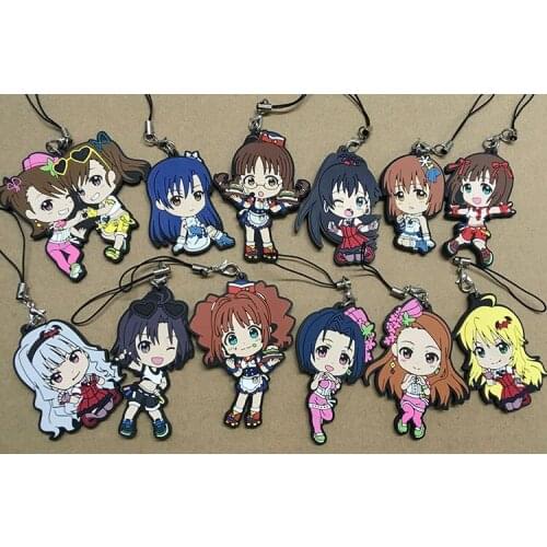 12pcs/lot random sent the idolm ster cinderella Japanese anime figure rubber Silicone mobile phone charms/keychain