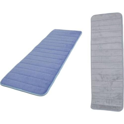 2 Pcs 120X40Cm Absorbent Nonslip Memory Foam Kitchen Bedroom Door Floor Mat Rug Carpet Gray & Dark Blue