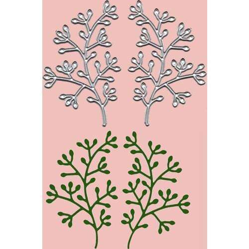 2PCs Branches Cutting Dies Cut Die Mold Fustelle Scrapbooking DIY Embossing Stencil Paper Craft Clear Stamp And Die Knife Mould