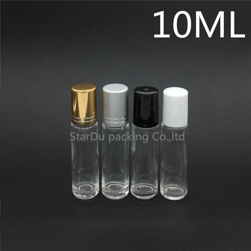 300pcs 10ml Roll on perfume bottle, 10ml clear essential oil rollon bottle, small glass roller container