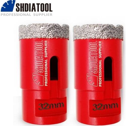 SHDIATOOL 2pcs M14 Dia 32mm Vacuum Brazed Diamond Drilling Core Bits Tile Porcelain Hole Saw Granite Marble Drill Bits