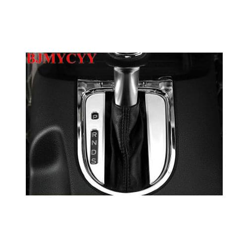 BJMYCYY 2Pcs/set Car Interior Gear Shift Knob Panel Frame Trim Styling Sequins For Ford Mustang 2015 2016 ABS Auto Sticker