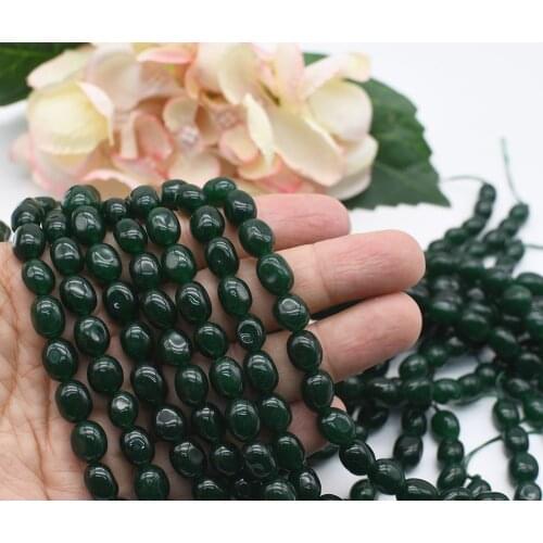 2 strands 8X10mm Natural Smooth emerald Oval stone beads For DIY Bracelet Necklace Jewelry Making Strand 15"