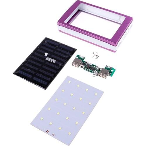 Powerbank Cover Power Bank DIY 5pcs 18650 Solar Power Bank Case Box Dual USB Kit Phone Charger With Flashlight (Not Battery