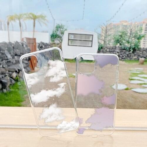 White Cloud Print Cases For iPhone 12 Pro Max XR X XS SE 2 7 8 6 S Plus 5 S Cover For iPhone 11 Pro Max Transparent Bumber Cover