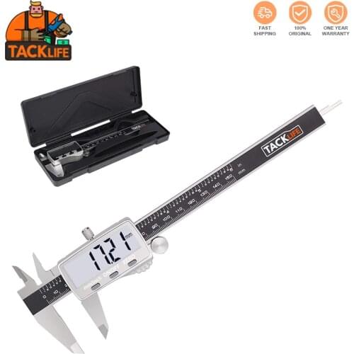 TACKLIFE DC02 Digital Vernier Caliper 150 Mm, Stainless Steel, Precision Adjustment, for Diameter/ Depth , 2 Units, LCD Screen