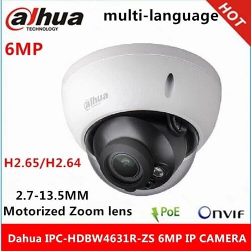 Dahua IPC-HDBW4631R-ZS IP Camera 2.7mm ~13.5mm varifocal motorized lens 6MP IR50M with sd Card slot POE network camera