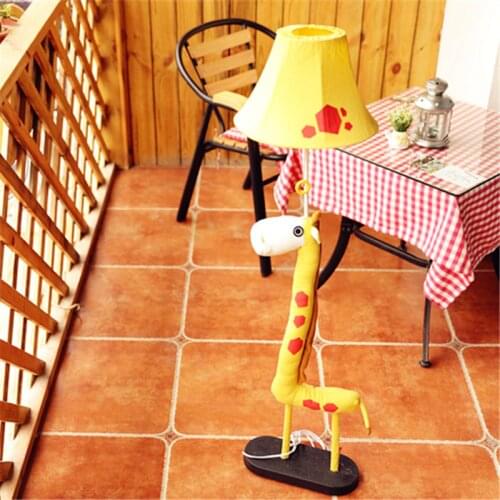 Study Lamp Decoration lighting Fabric Animal Dot Yellow Giraffe Children Floor Lights For living room Kids Christmas Present